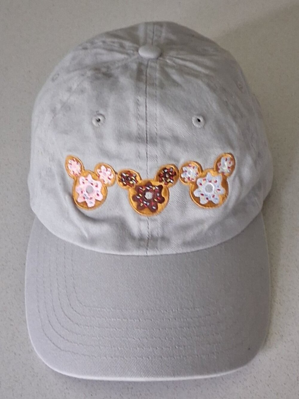Disney Parks Mickey Ears Donuts Gray Baseball Cap Adult/One Size Fits Most